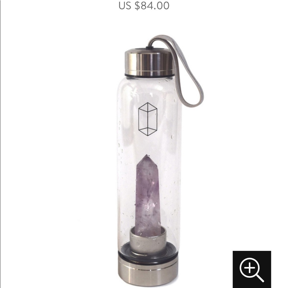 Amethyst glass water bottle.